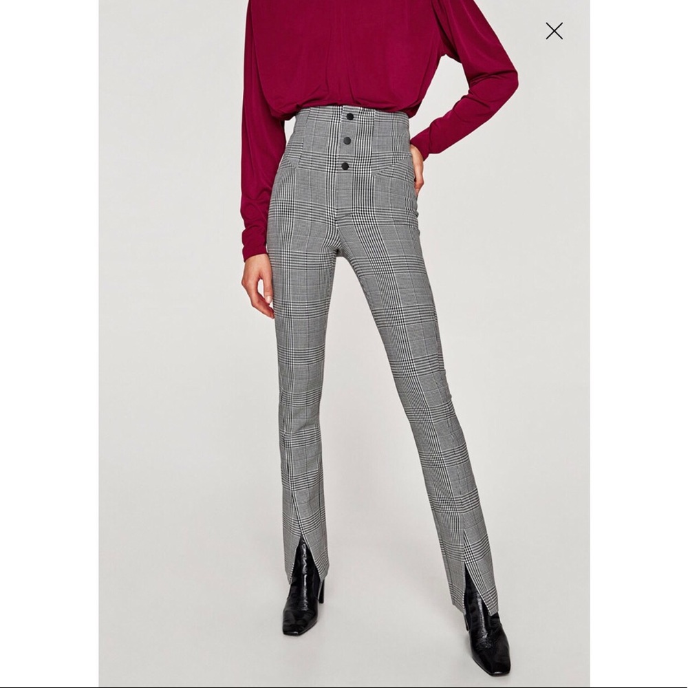 Check high waist pants